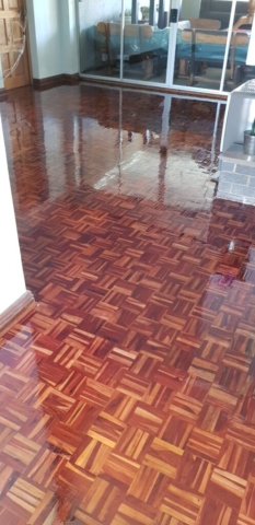 Parquet floor sand and seal